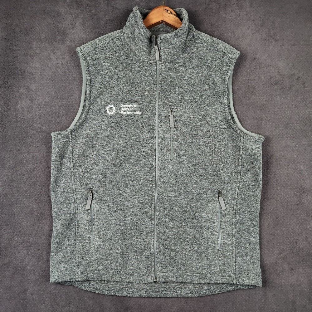 Patagonia Synchilla Vest Mens Large Gray Fleece Full Zip Embroidered Logo 23010